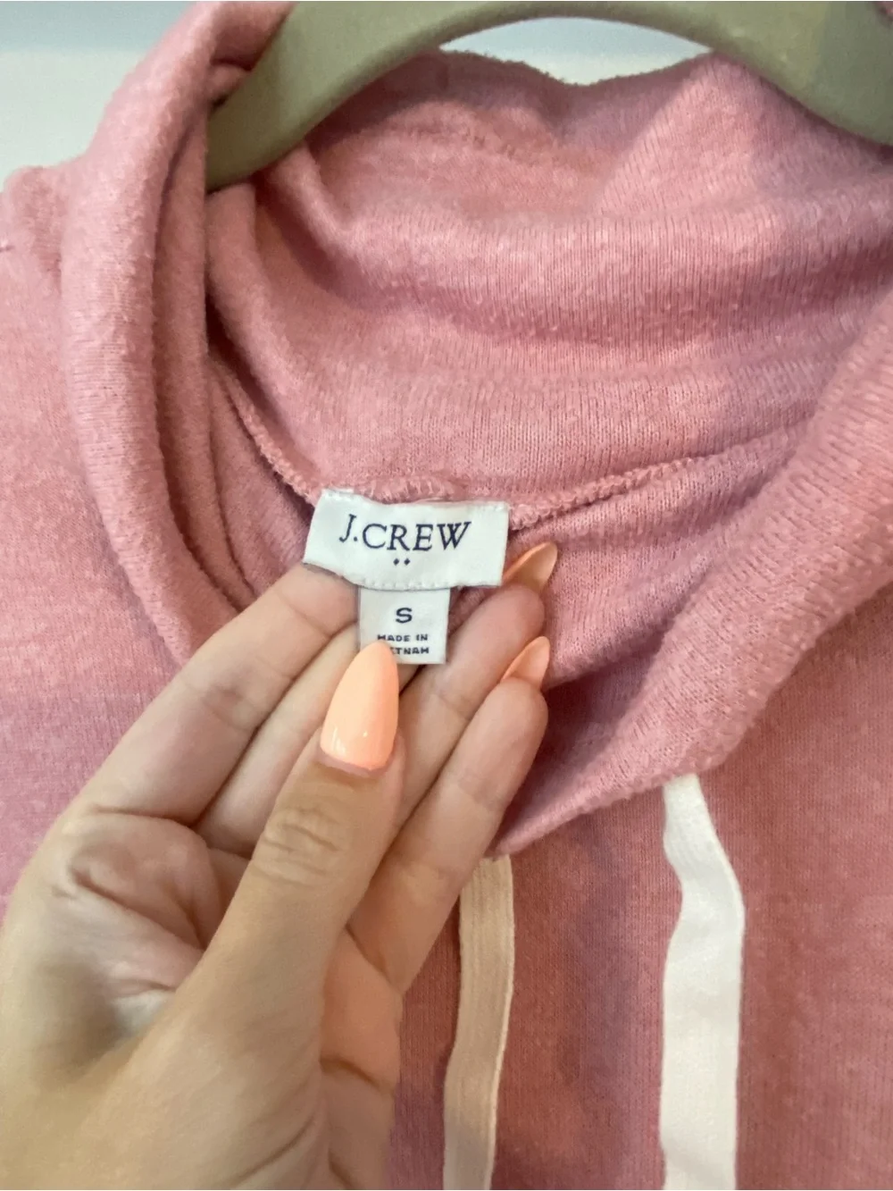 J. Crew Pink Cowl Neck Drawstring Long-Sleeve Sweater